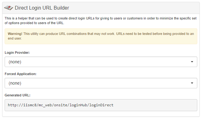 Direct Login URL Builder Menu